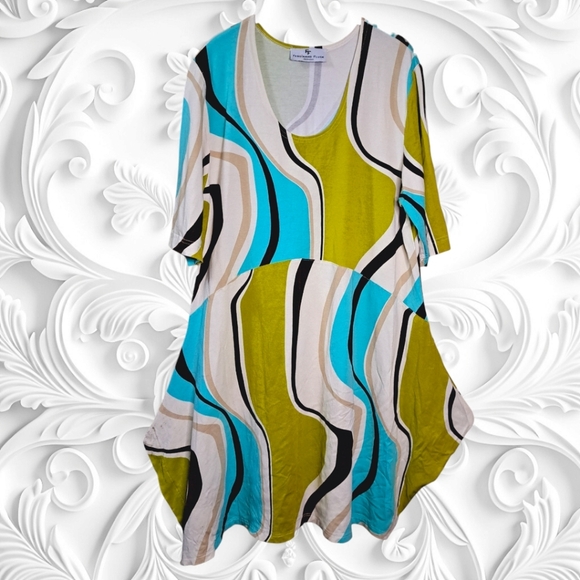 Ferdinand Flack Oddly Shaped Dress With Bright Print - Picture 1 of 6